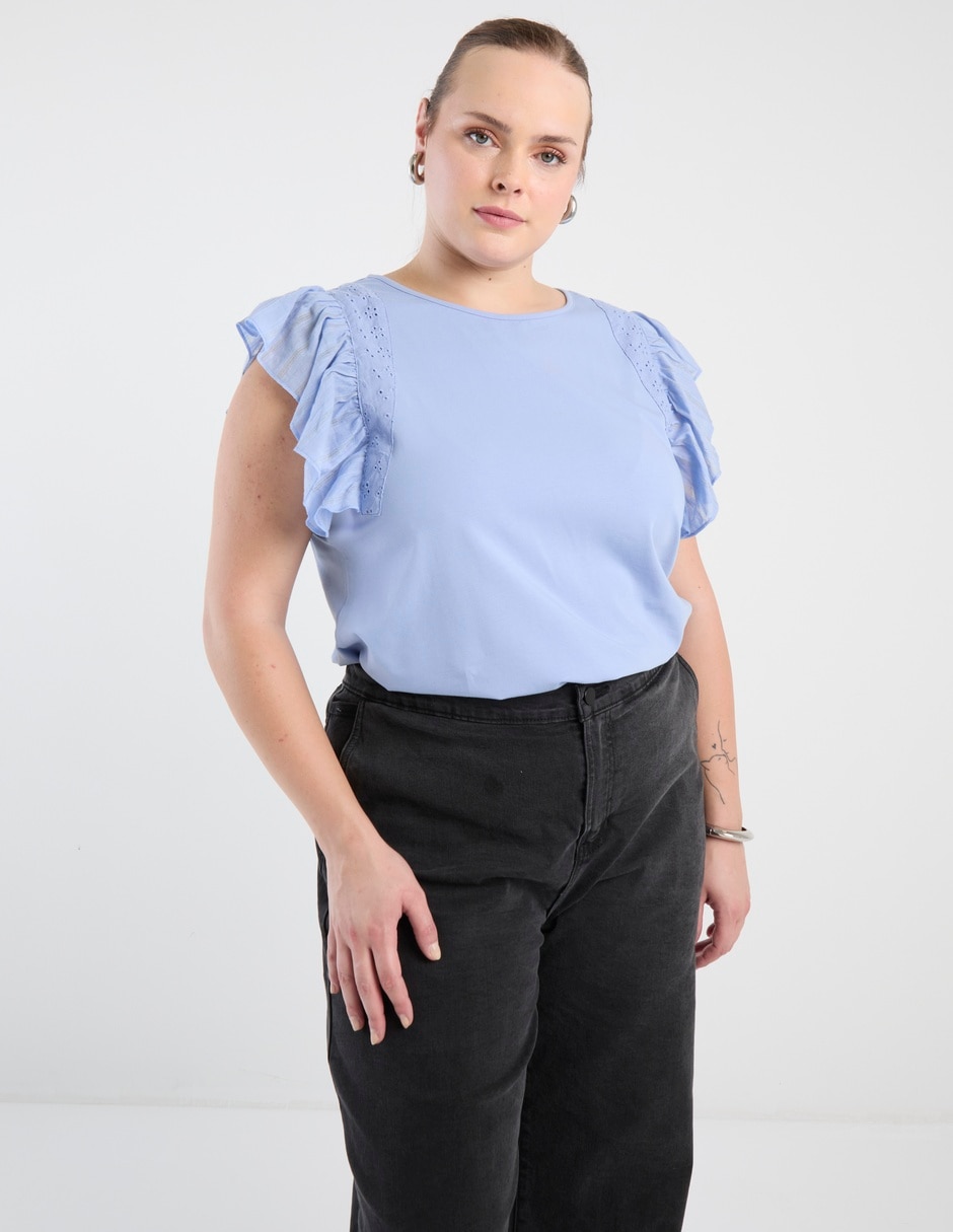 Playera manga corta cuello redondo para mujer