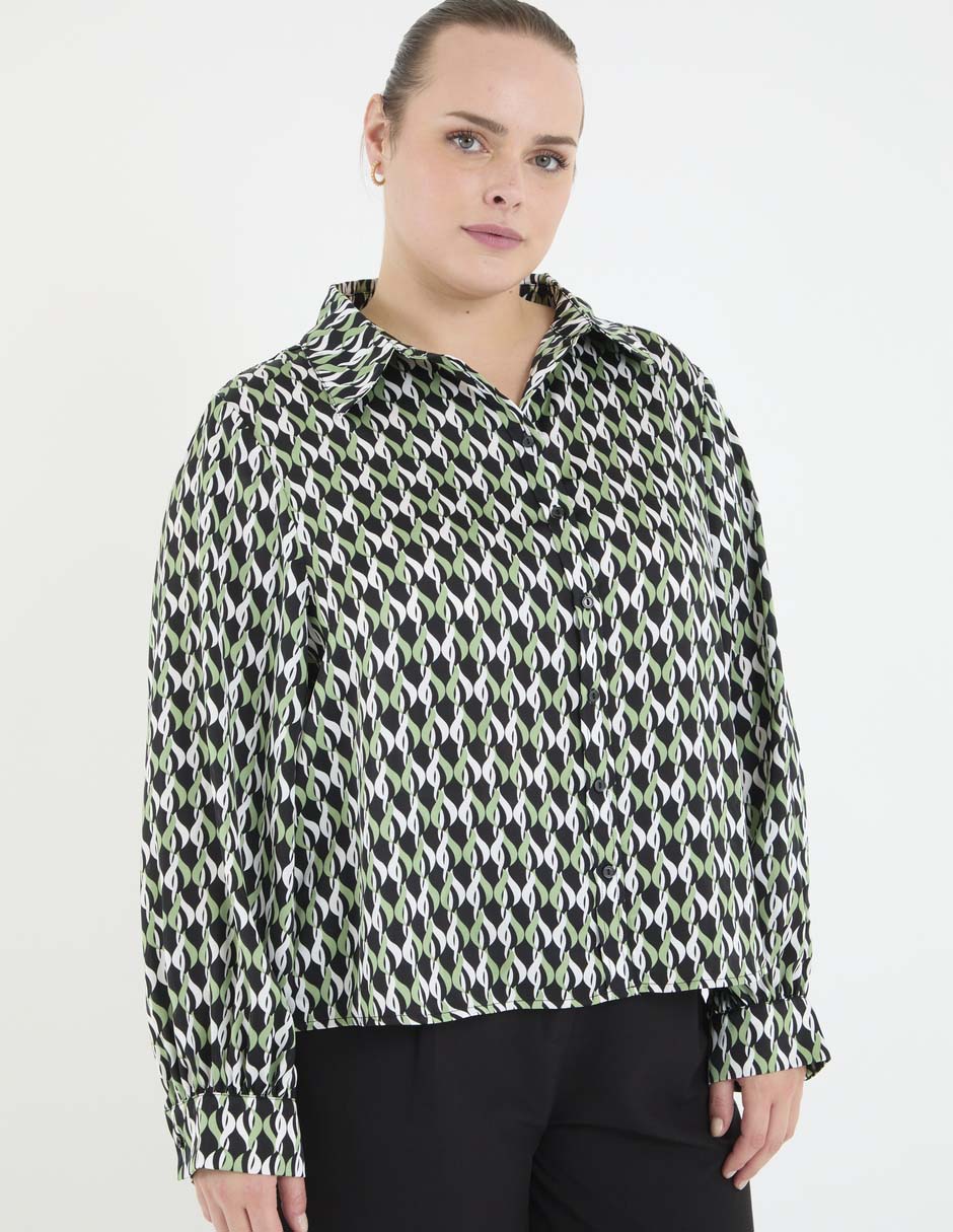 Blusa camisera manga larga para mujer