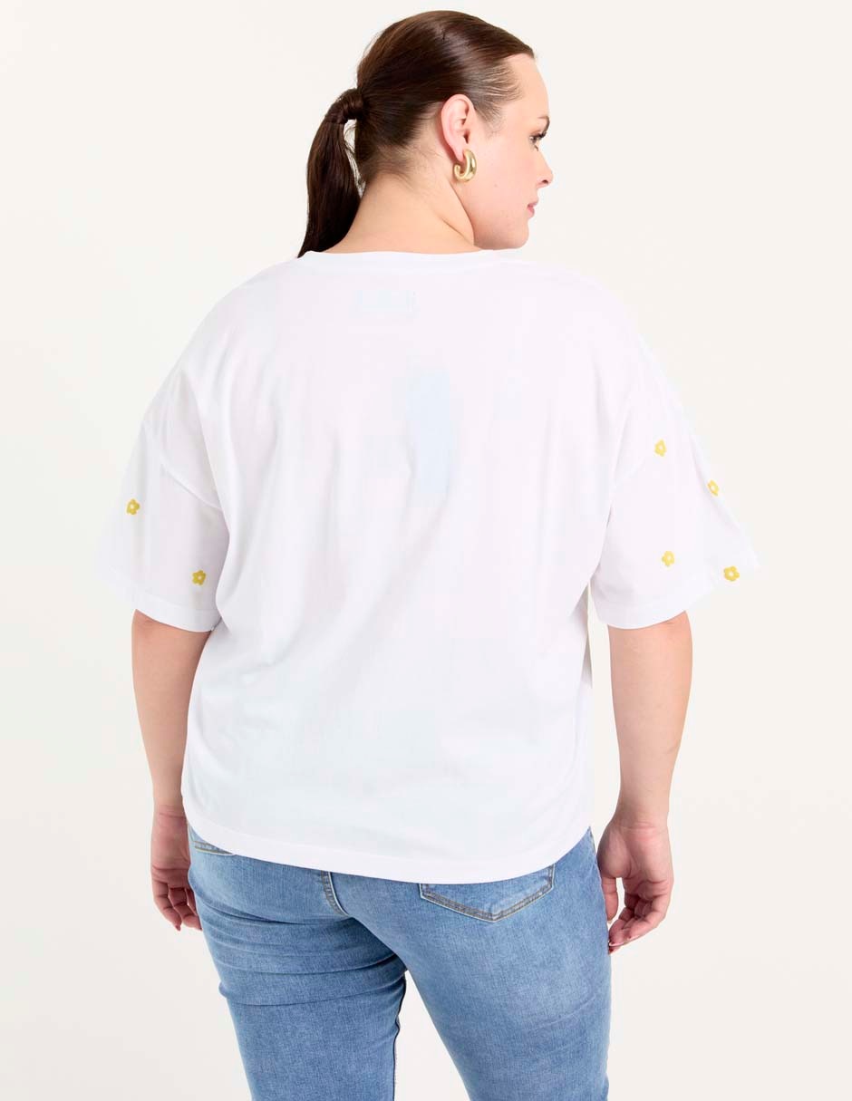 Playera manga al codo cuello redondo para  mujer 2
