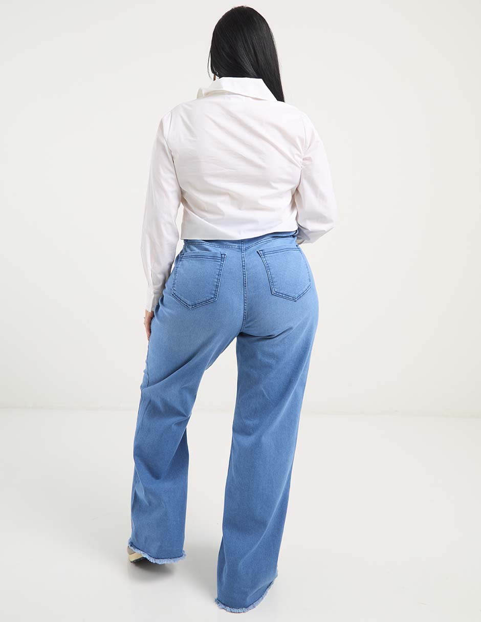 Jeans relaxed acampanado para mujer 6