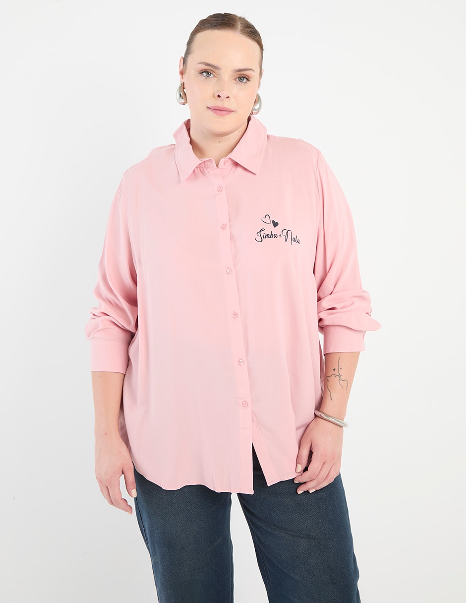 Blusa camisera manga larga para mujer