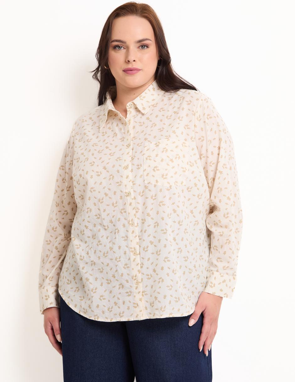Blusa camisera manga larga para mujer