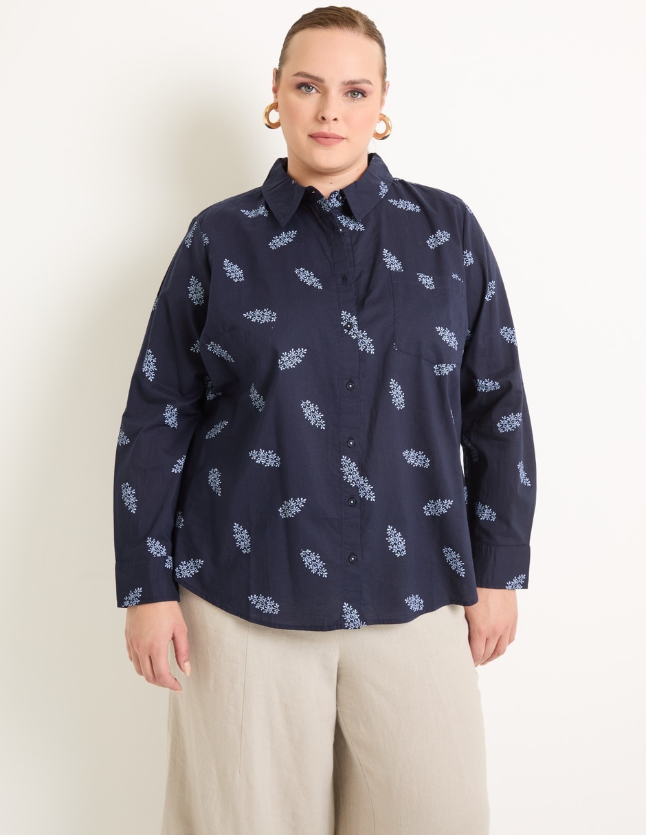 Blusa camisera manga larga para mujer