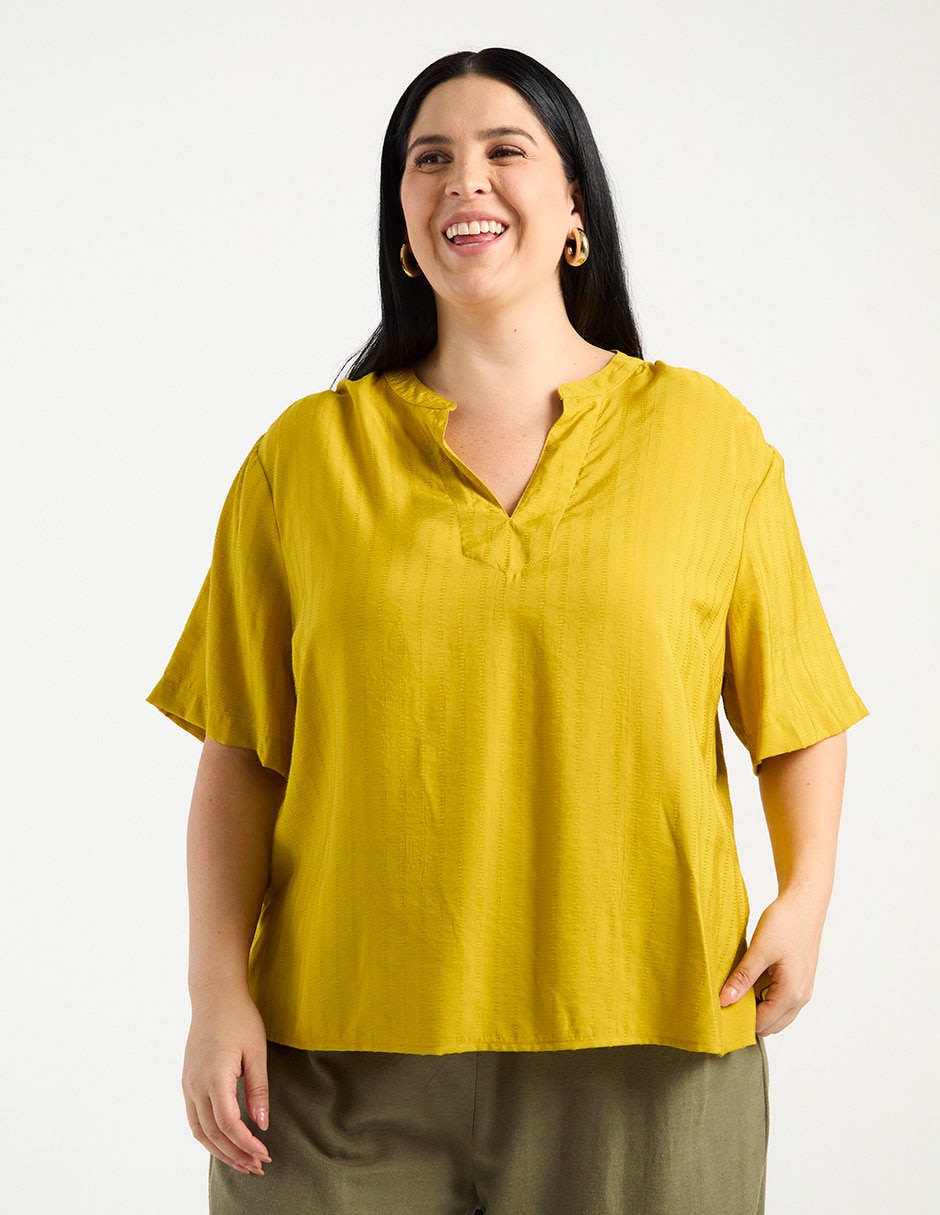 Blusa manga al codo para mujer