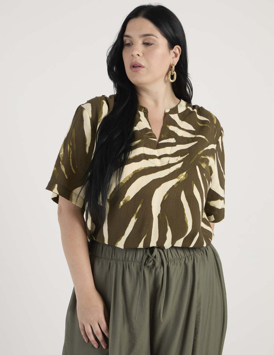 Blusa manga al codo para mujer