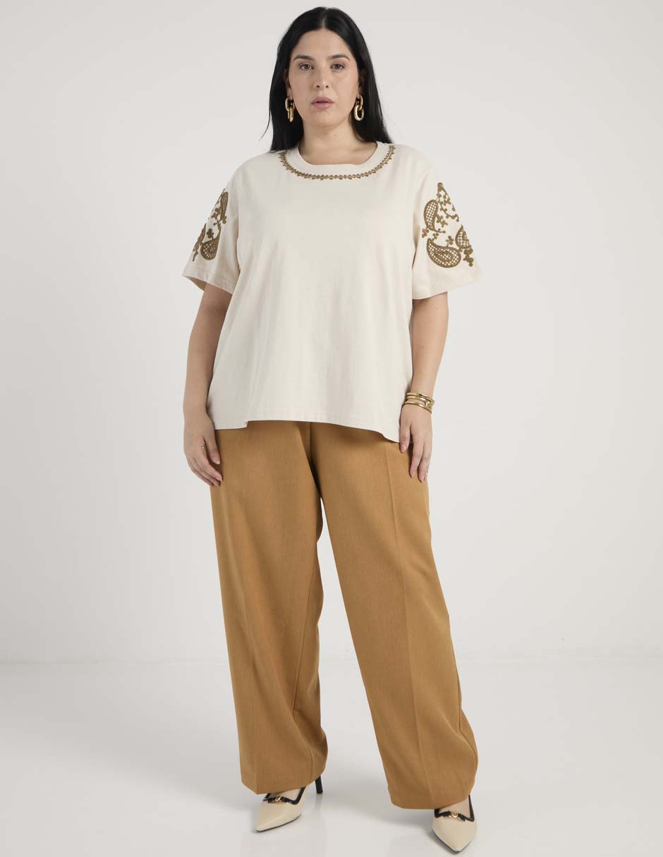 Playera manga al codo cuello redondo para mujer 3