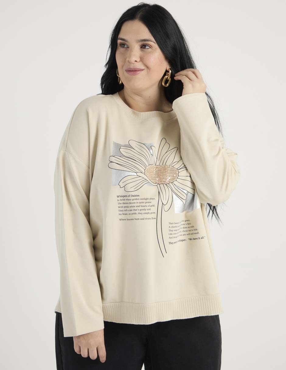 Playera manga larga cuello redondo para mujer