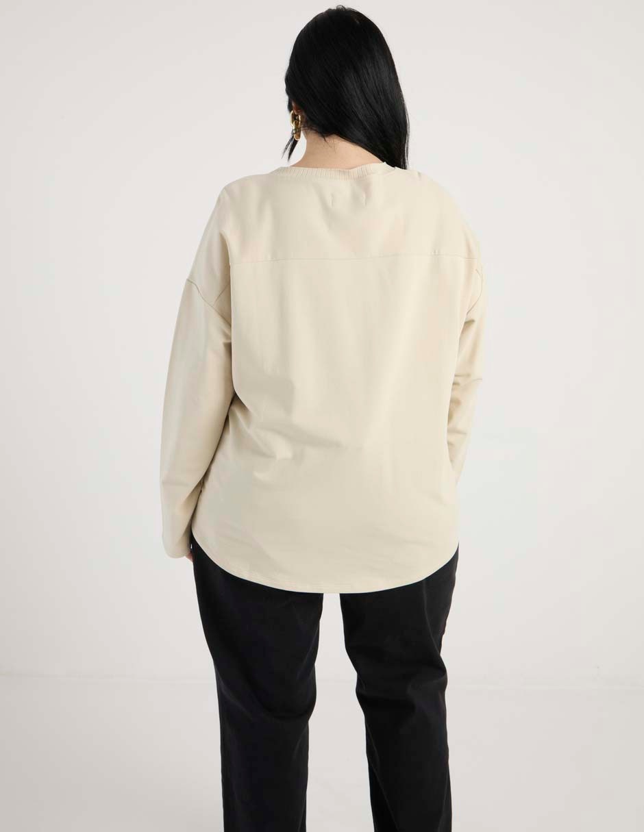 Playera manga larga cuello redondo para mujer 2