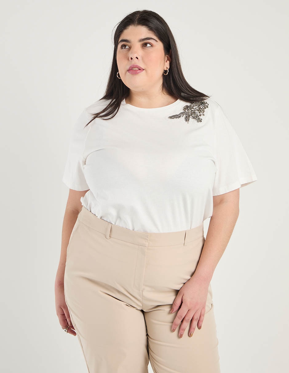 Playera manga corta cuello redondo para mujer