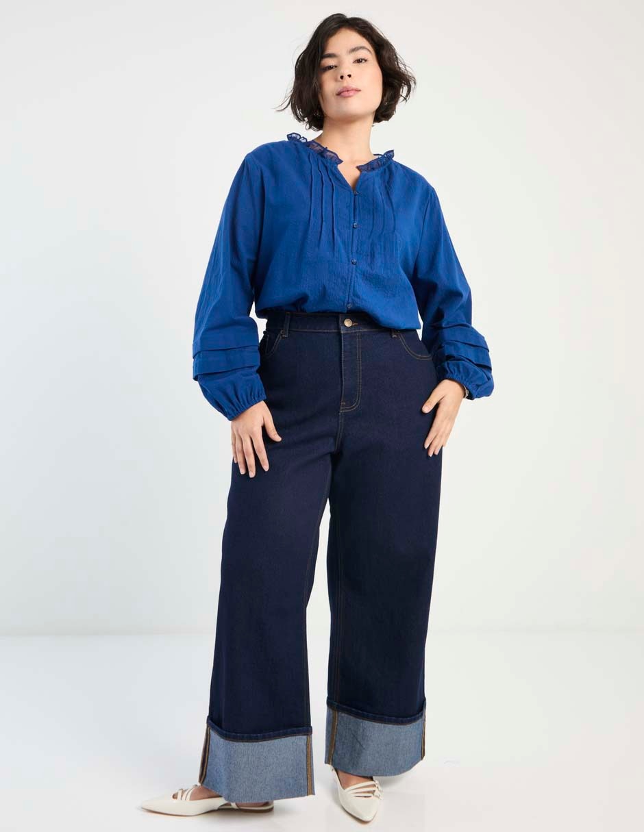 Jeans relaxed amplio corte cintura para mujer 3