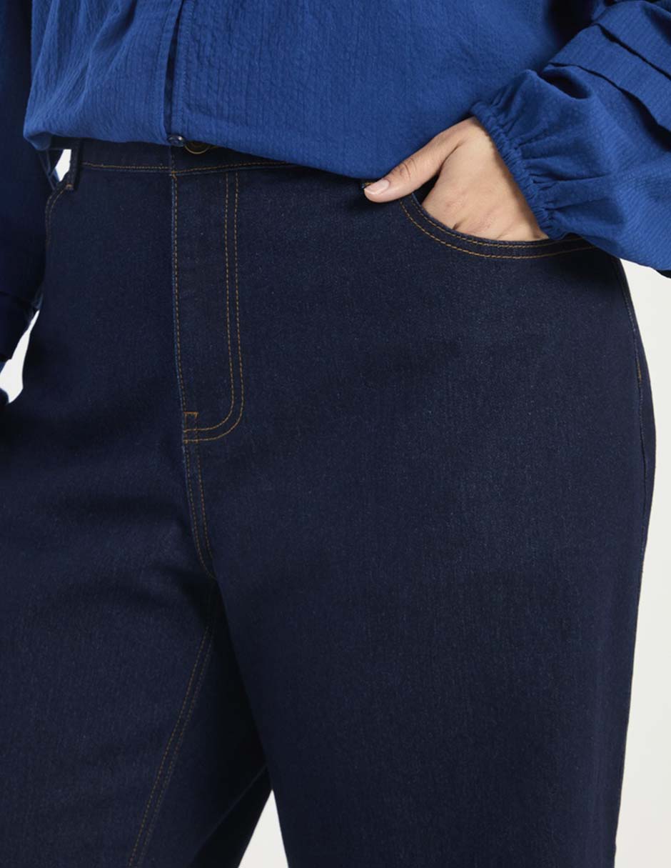 Jeans relaxed amplio corte cintura para mujer 4