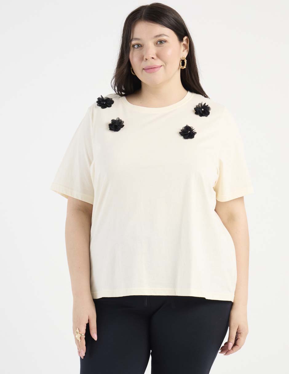 Playera manga corta cuello redondo para mujer Playera manga corta cuello redondo para mujer