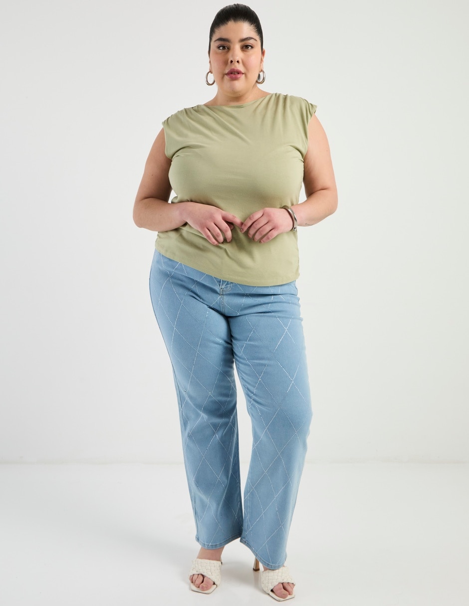 Jeans amplio cintura para mujer 2
