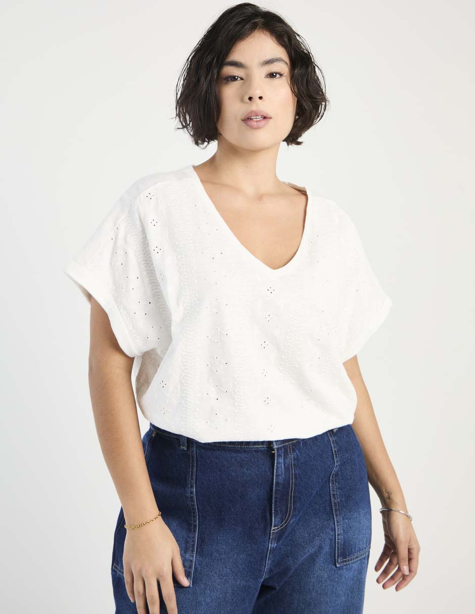 Playera Manga Corta Cuello V para mujer Playera Manga Corta Cuello V para mujer