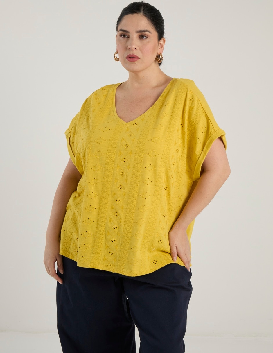 Playera Manga Corta Cuello V para mujer