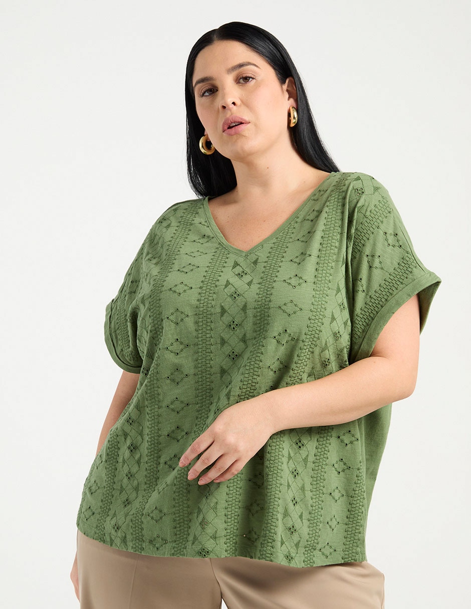 Playera Manga Corta Cuello V para mujer Playera Manga Corta Cuello V para mujer