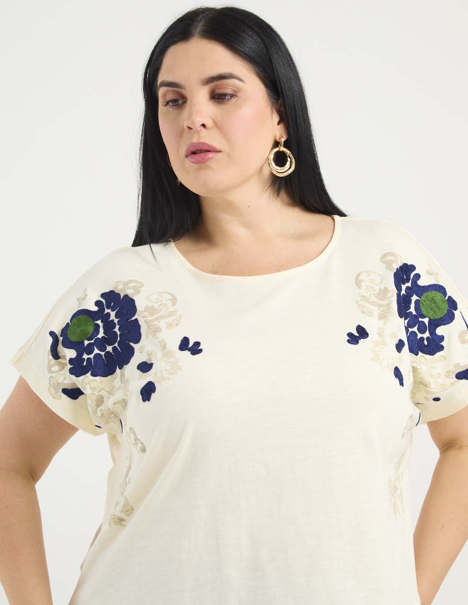 Playera manga corta cuello redondo para mujer 4