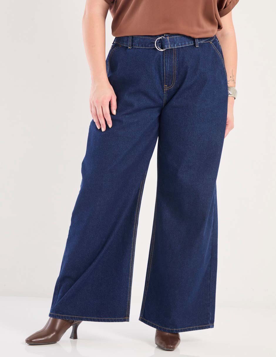 Jeans curvy amplio corte cintura para mujer