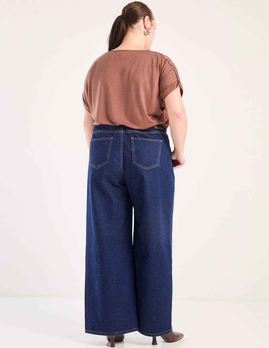 Jeans curvy amplio corte cintura para mujer 2