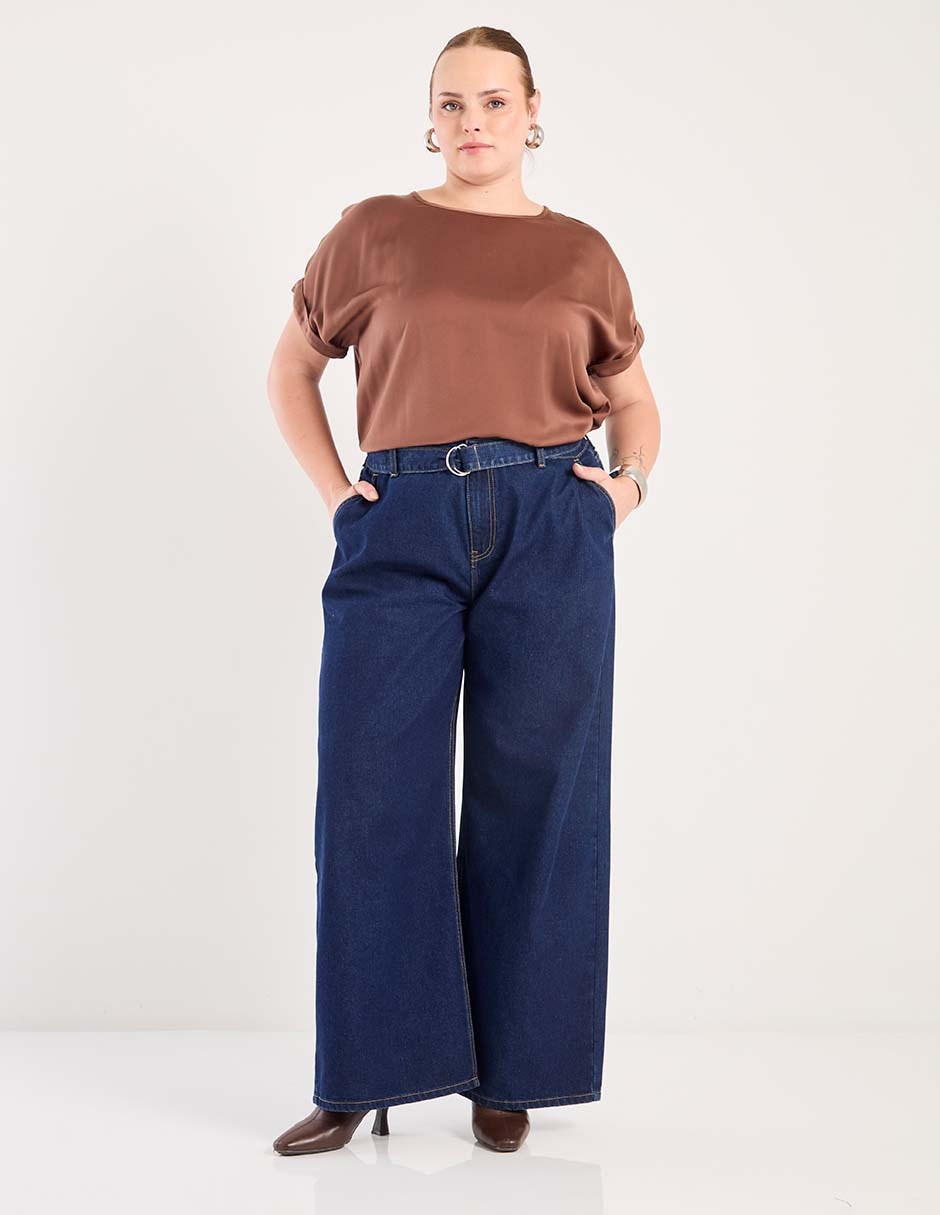 Jeans curvy amplio corte cintura para mujer 3
