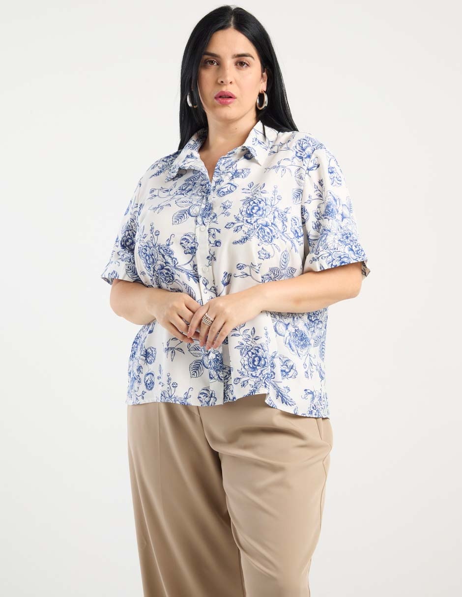 Blusa manga al codo para mujer