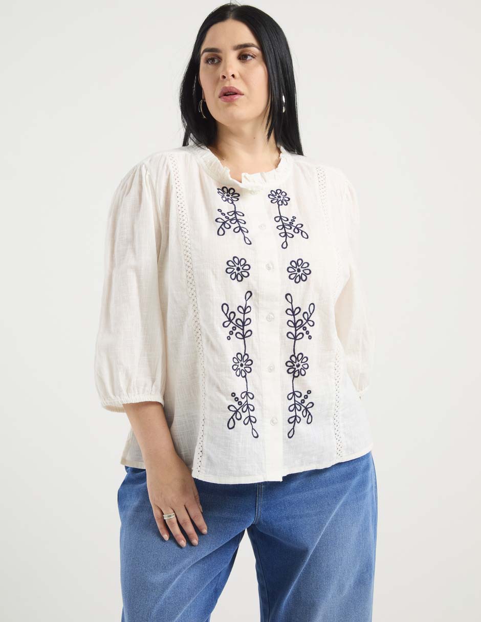 Blusa camisera manga 3/4 para mujer Blusa camisera manga 3/4 para mujer