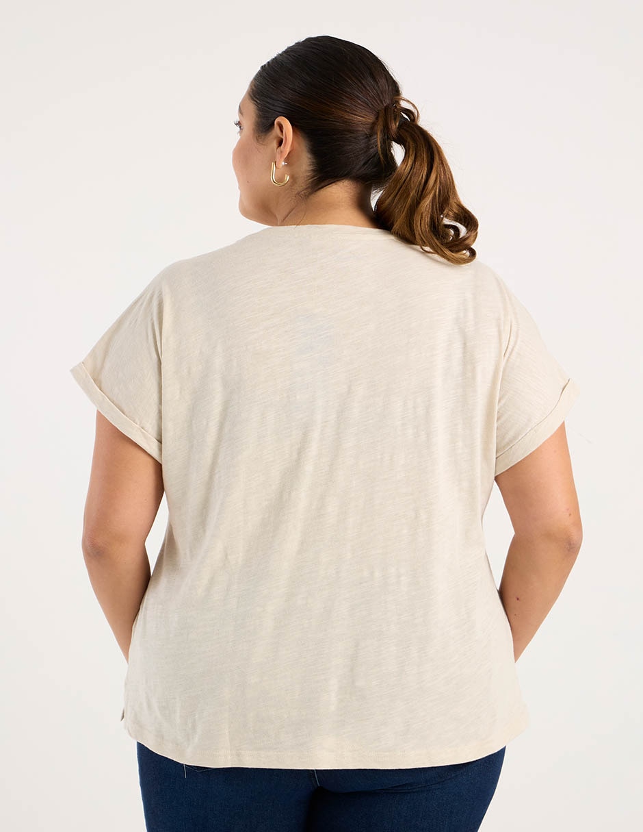 Playera manga corta cuello mao para mujer 3