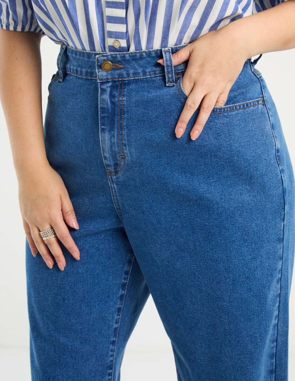 Jeans relaxed wide leg para mujer 4