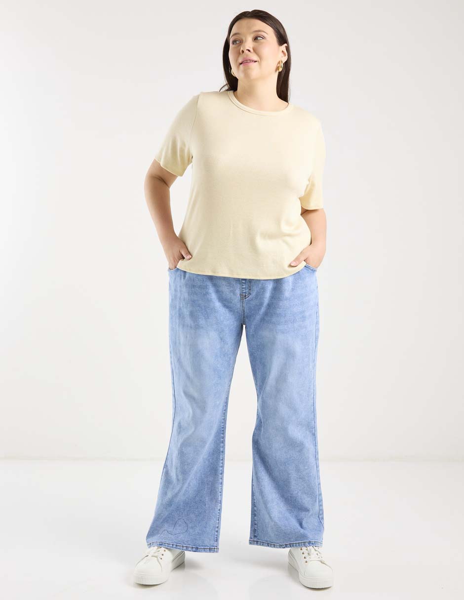 Jeans relaxed amplio cintura media para mujer 3