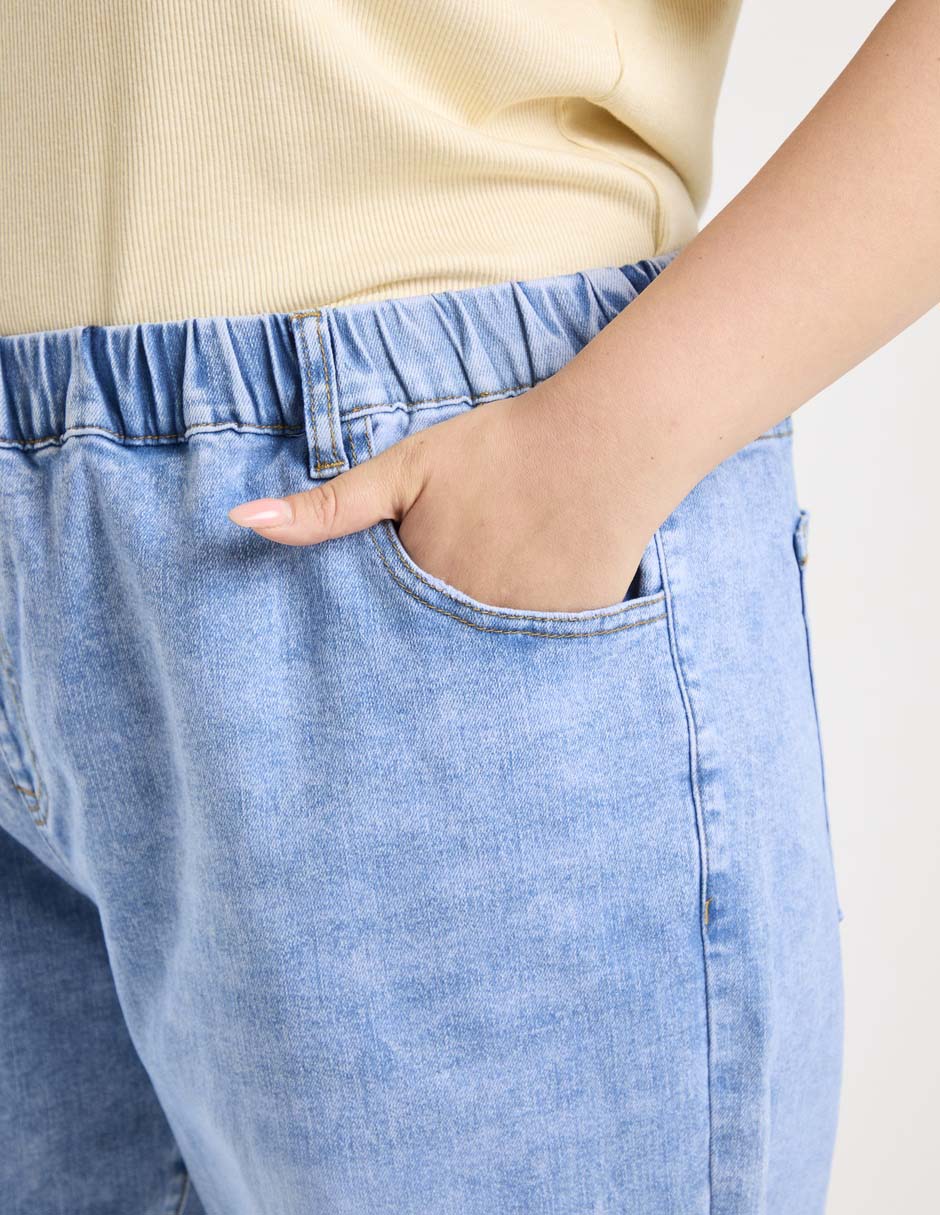 Jeans relaxed amplio cintura media para mujer 4