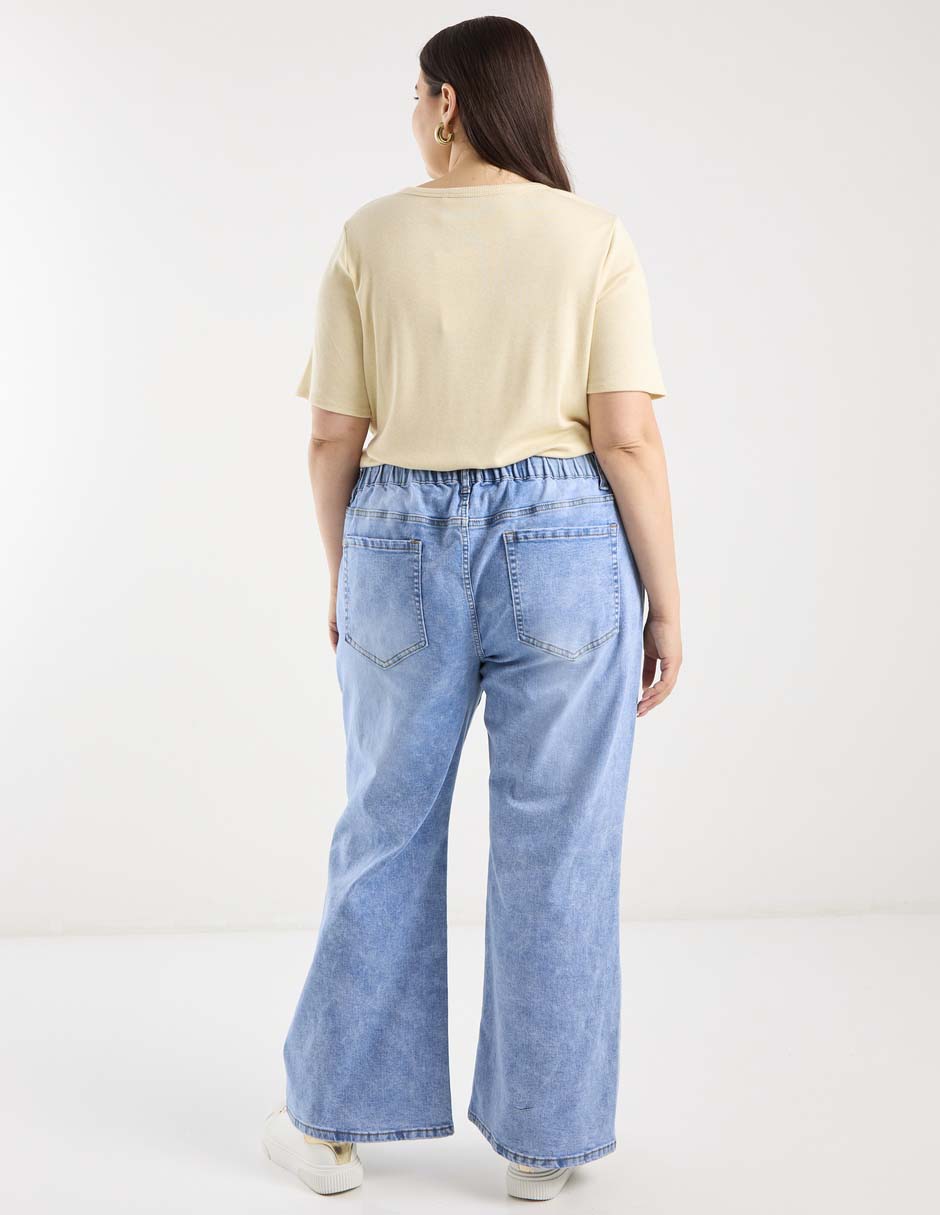 Jeans relaxed amplio cintura media para mujer 6