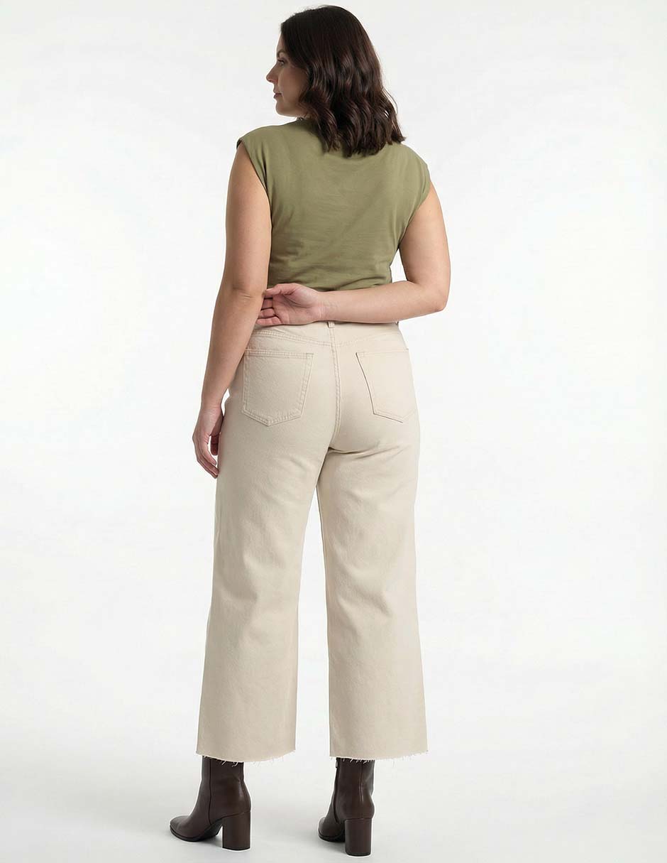 Jeans capri amplio cintura media para mujer 2
