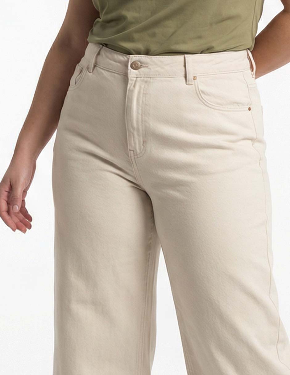 Jeans capri amplio cintura media para mujer 4