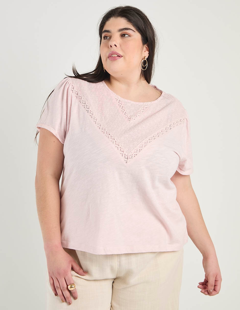 Playera manga corta cuello redondo para mujer