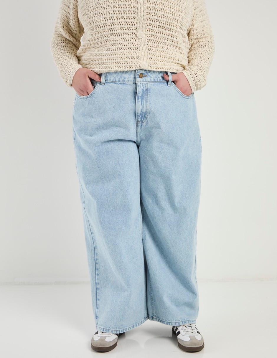 Jeans baggy a la cintura para mujer