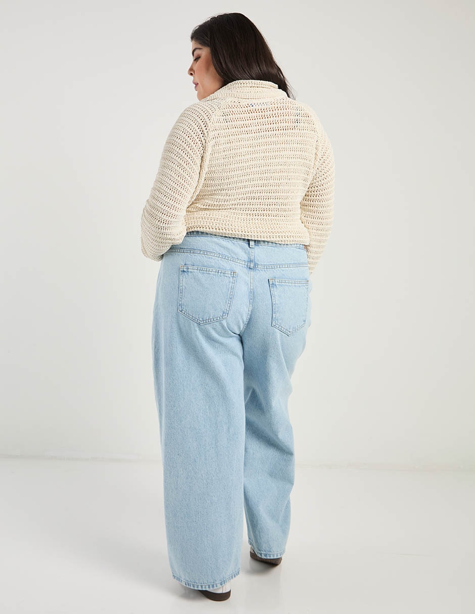 Jeans baggy a la cintura para mujer 6