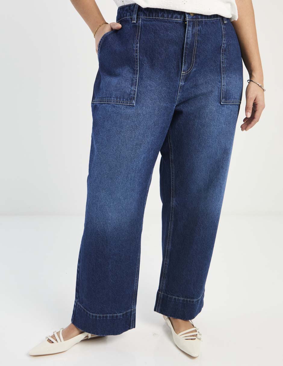 Jeans relaxed amplio corte cintura para mujer Jeans relaxed amplio corte cintura para mujer