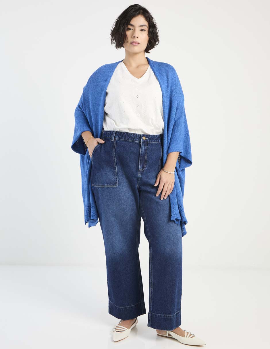 Jeans relaxed amplio corte cintura para mujer 3