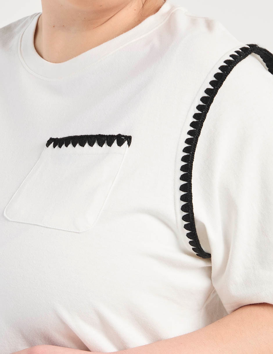 Playera manga al codo cuello redondo para mujer 6