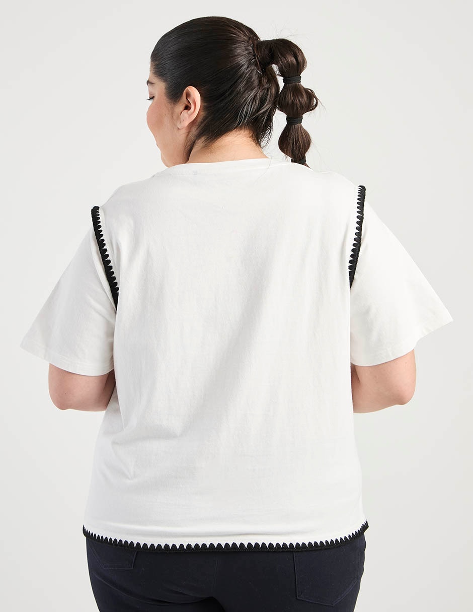 Playera manga al codo cuello redondo para mujer 10