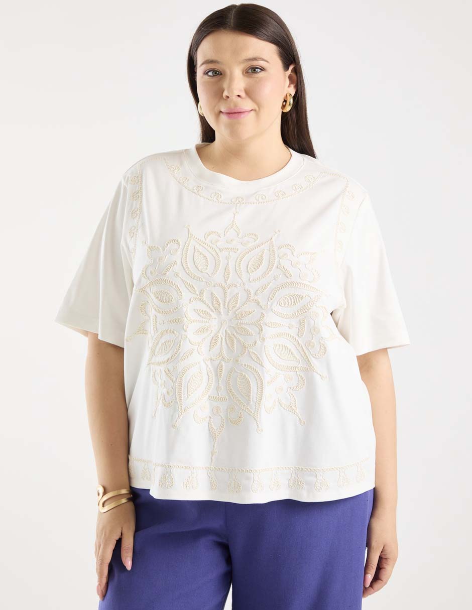 Blusa manga al codo para mujer