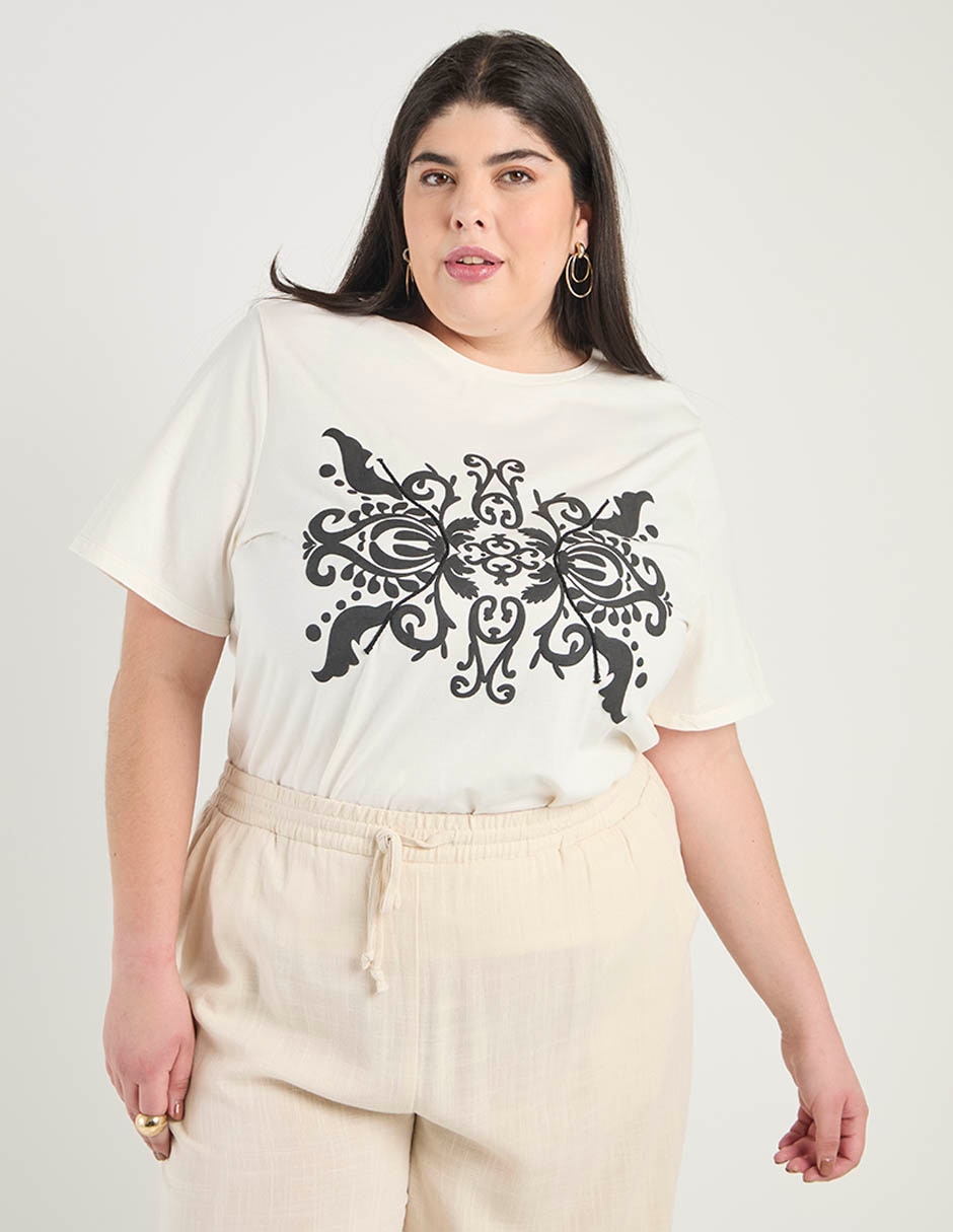 Playera manga corta cuello redondo para mujer Playera manga corta cuello redondo para mujer