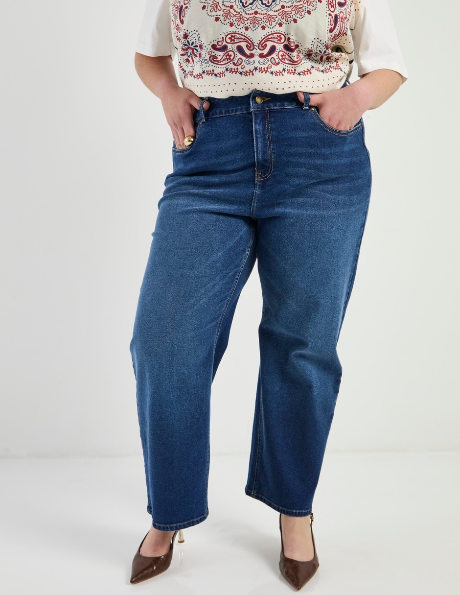 Jeans straight a la cintura para mujer
