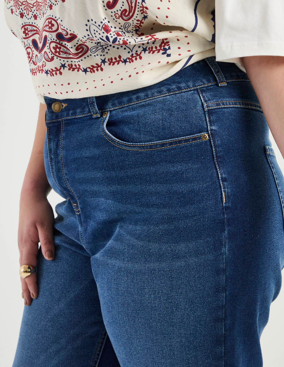 Jeans straight a la cintura para mujer 5