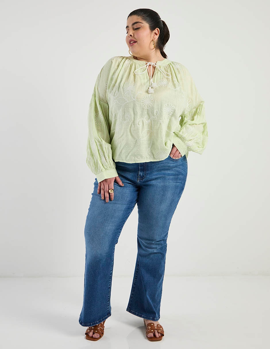 Jeans amplio cintura para mujer 2