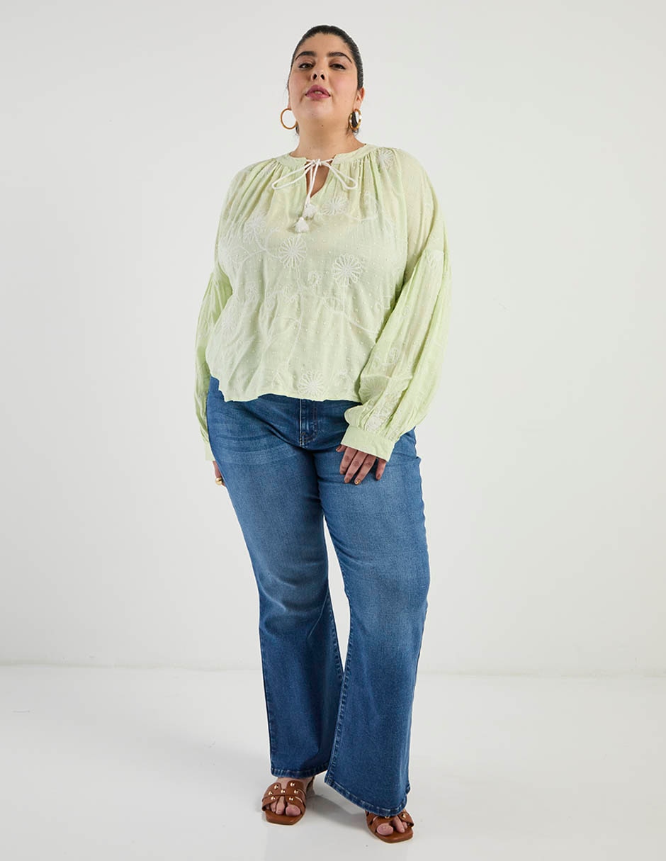 Jeans amplio cintura para mujer 3