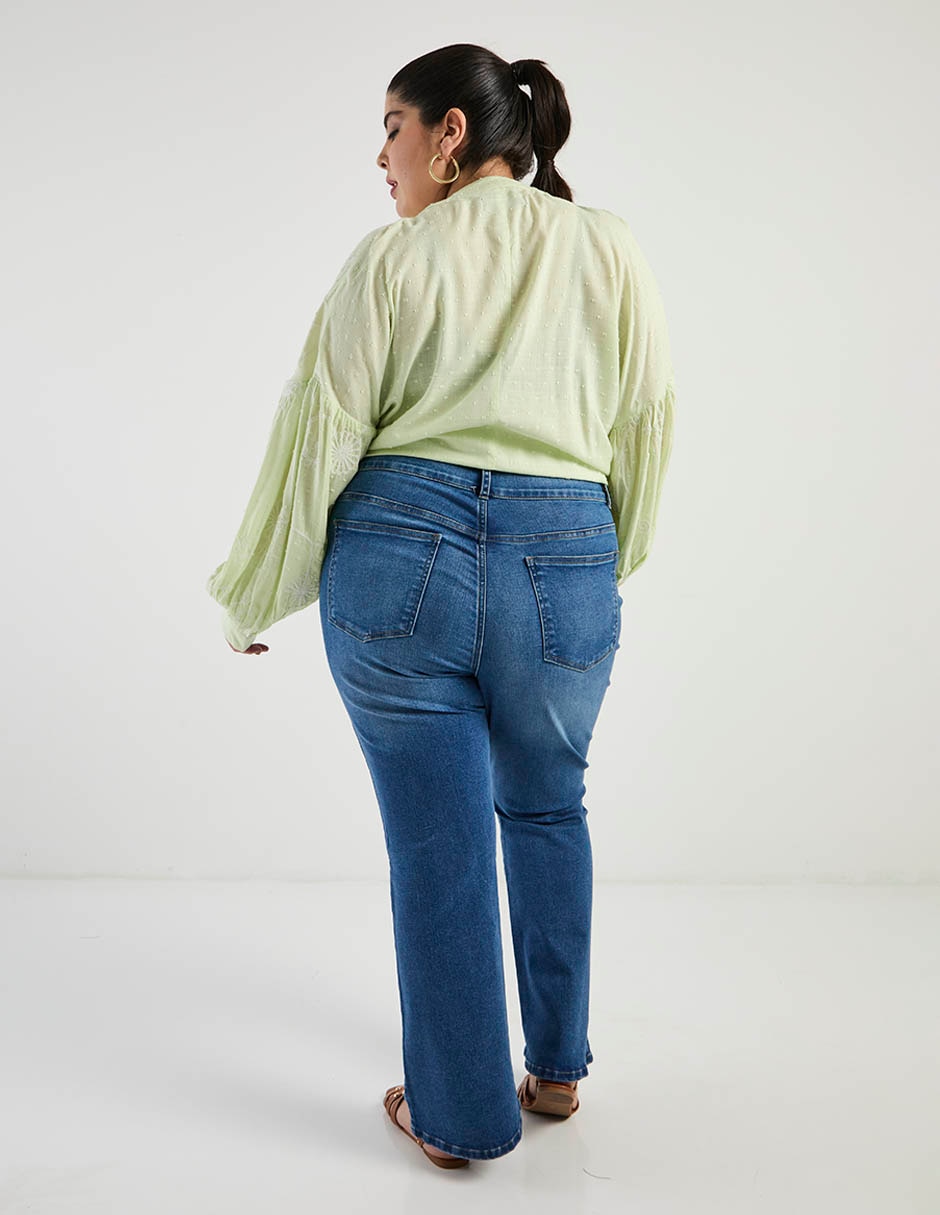 Jeans amplio cintura para mujer 6