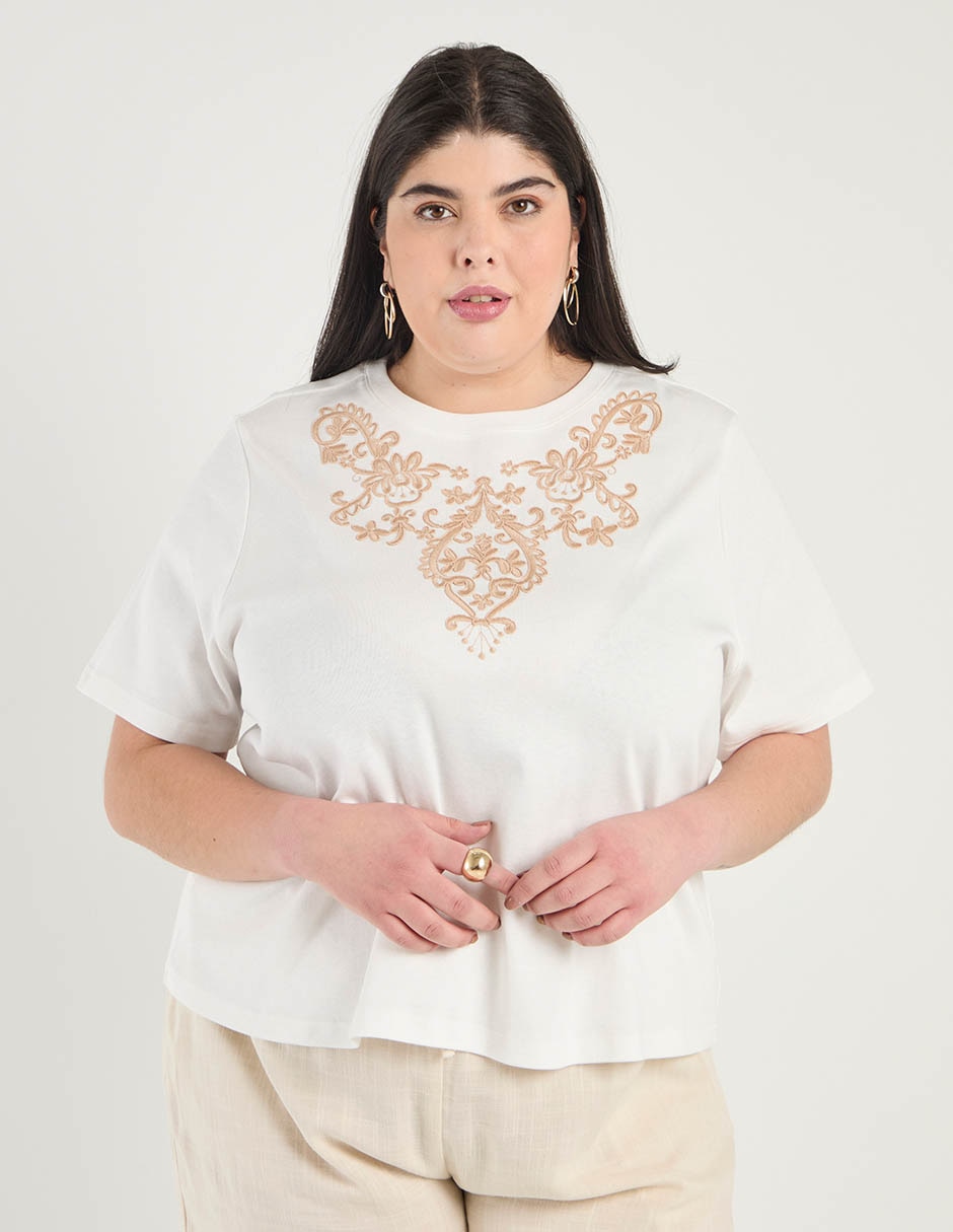 Playera manga corta cuello redondo para mujer Playera manga corta cuello redondo para mujer