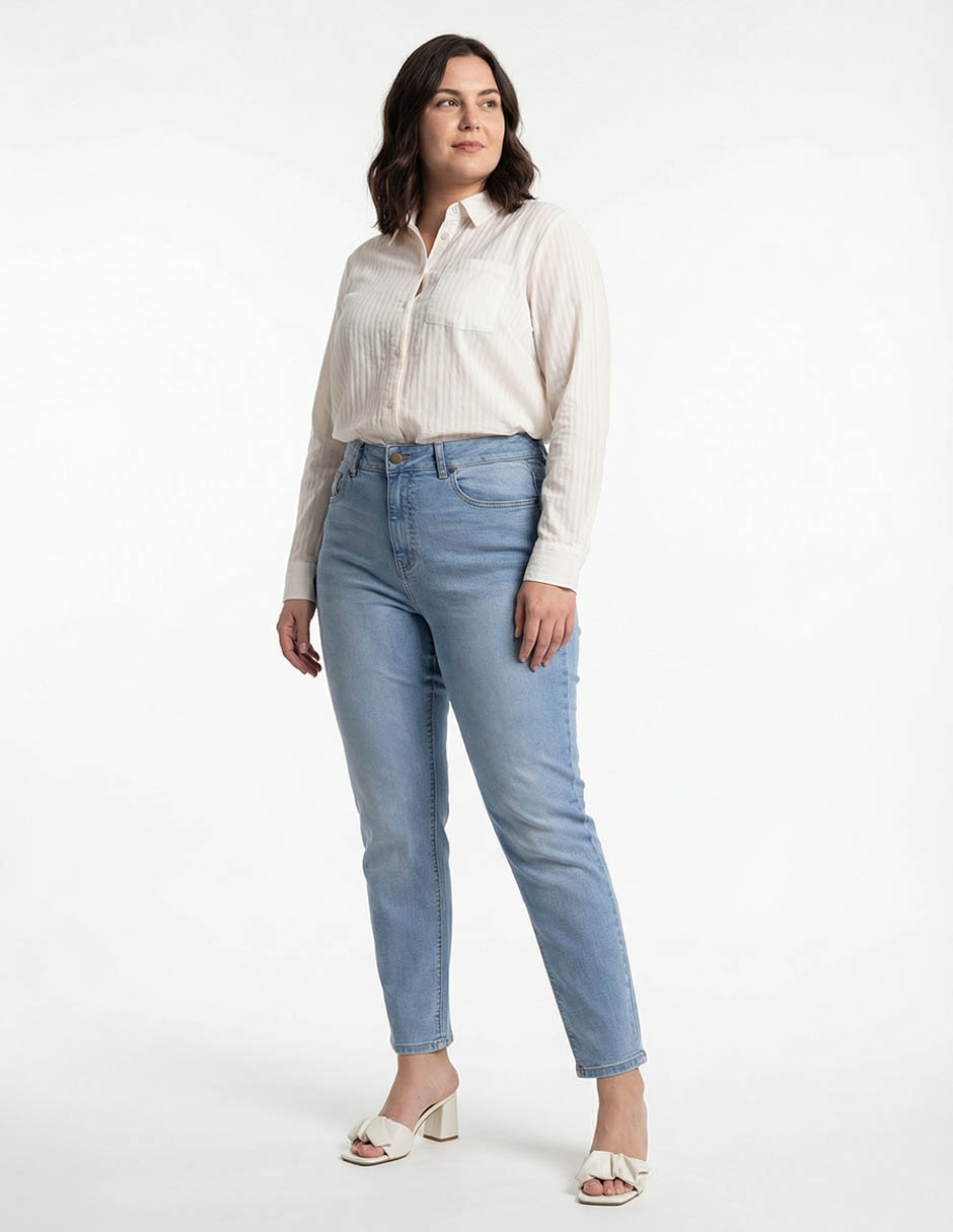 Jeans straight cintura media para mujer 3