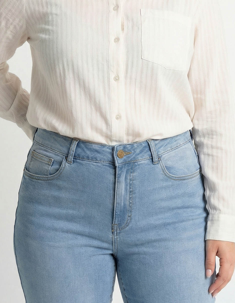 Jeans straight cintura media para mujer 4